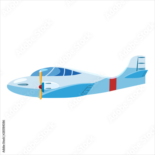 Airplane jet personal speed cartoon blue colour side view