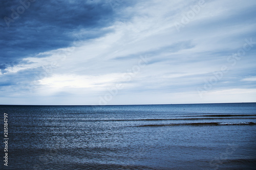 Blue and dark Baltic sea at Latvia coast.