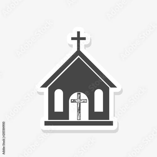 Small church sticker icon, black sign on isolated background