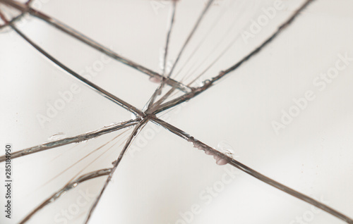 Broken and broken glass many cracks