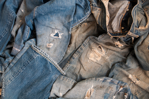 Old jeans vintage levis Big E blue abstract background photo