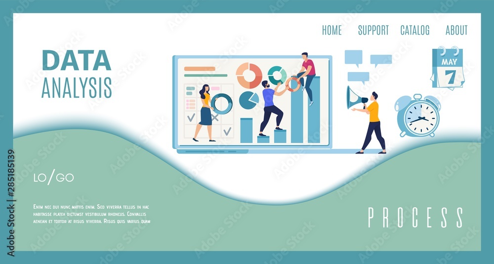 Statistics Data Analysis Flat Vector Web Banner Statistics Data Analysis Flat Vector Web Banner