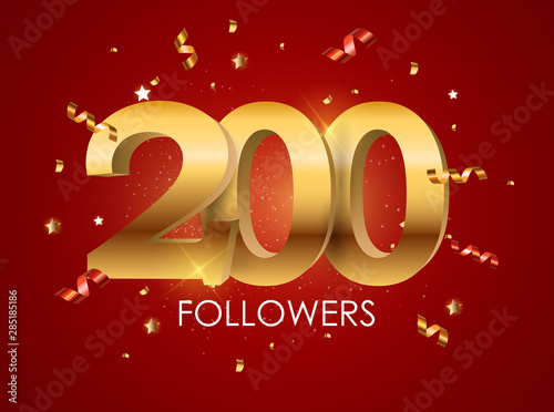 200 Followers Background Template Vector Illustration