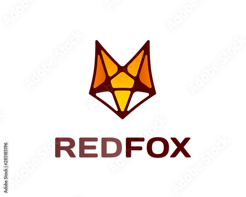 Vector red fox head in front view
