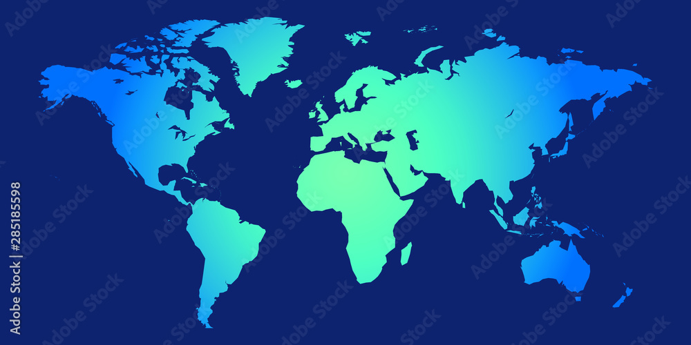 Fototapeta Colorful vector world map. North and South America, Asia, Europe, Africa, Australia.
