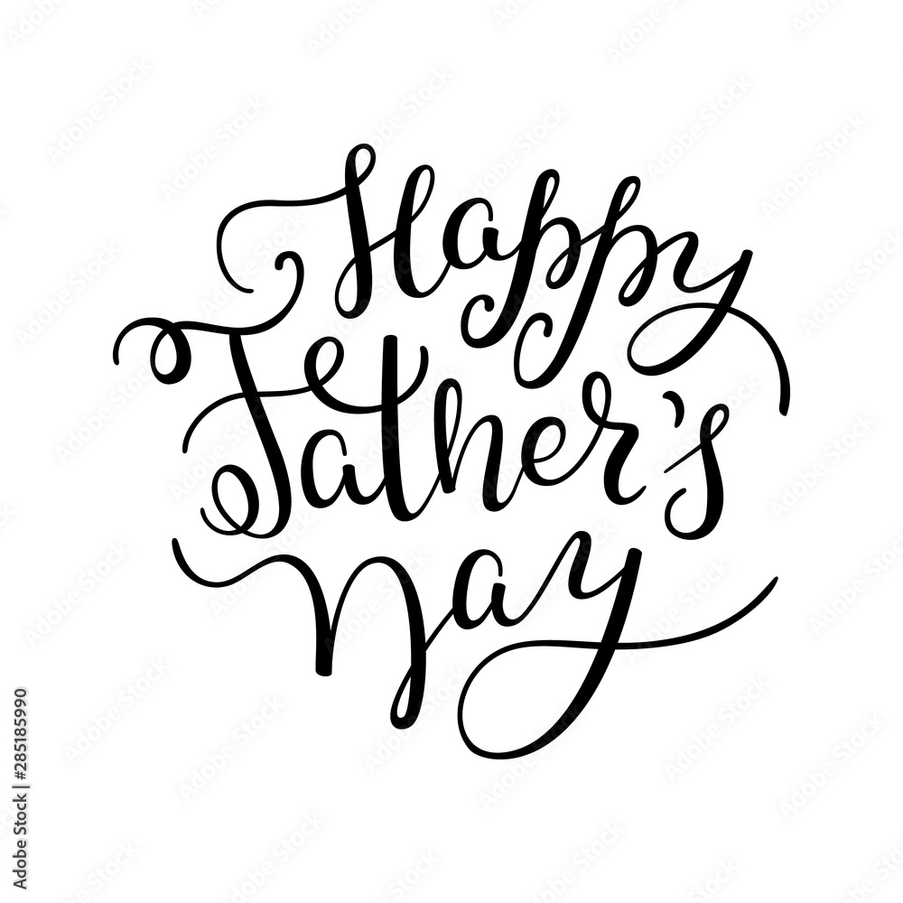 Hand lettering Happy Father's Day. Template for greeting card, poster, banner, print.