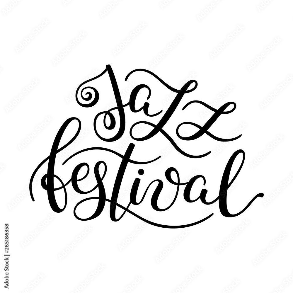 Jazz festival hand lettering. Template for card, poster, print.