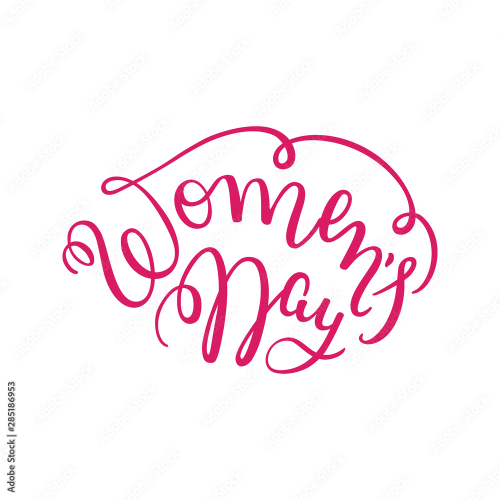 Hand lettering Women's Day on a white background. International Women's Day.