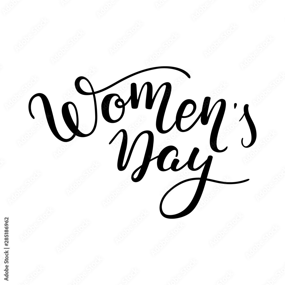 Hand lettering Women's Day on a white background. International Women's Day.
