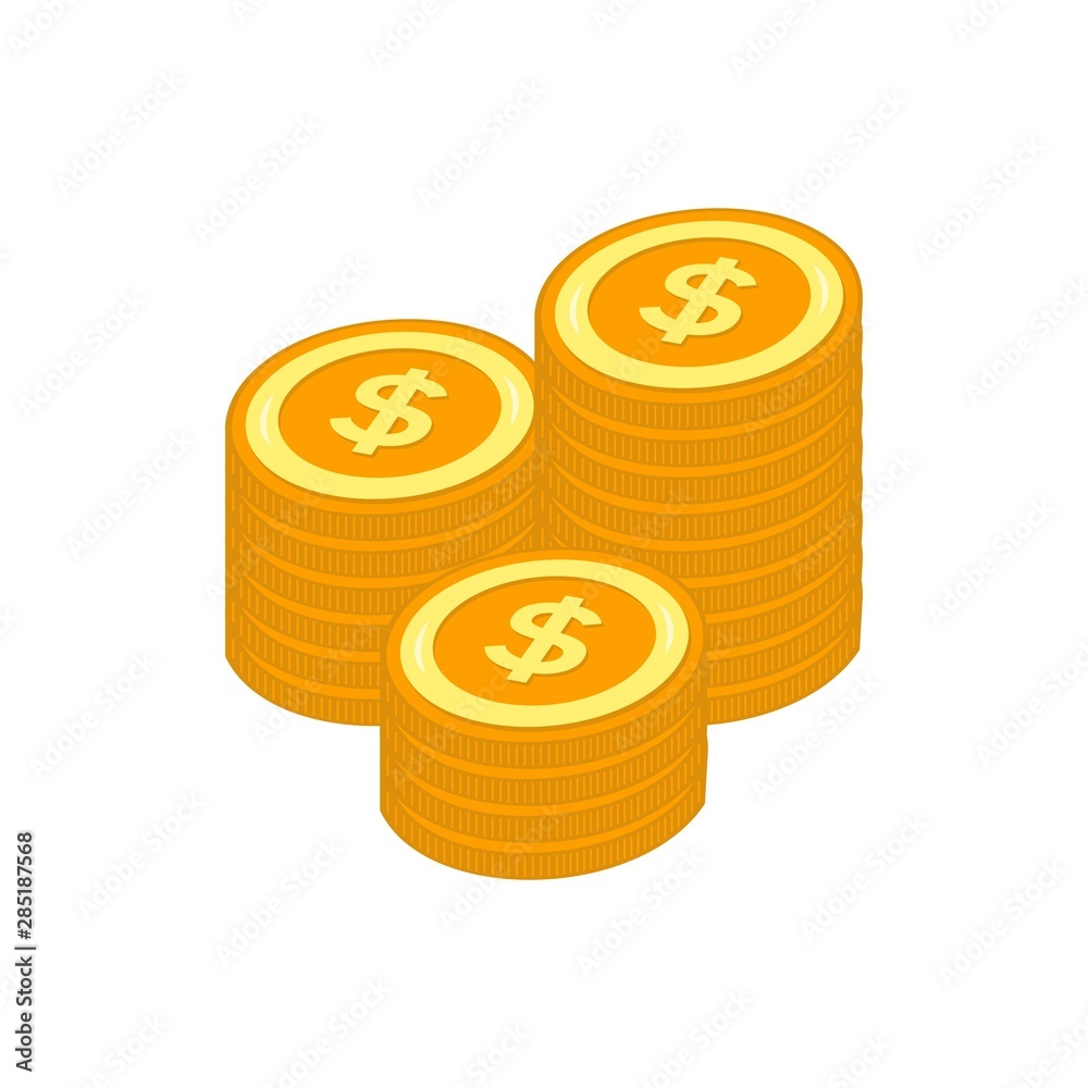 Dollar coins vector icon, money dollar coins sign - dollar bill symbol Dollar coins vector icon, money dollar coins sign - dollar bill symbol