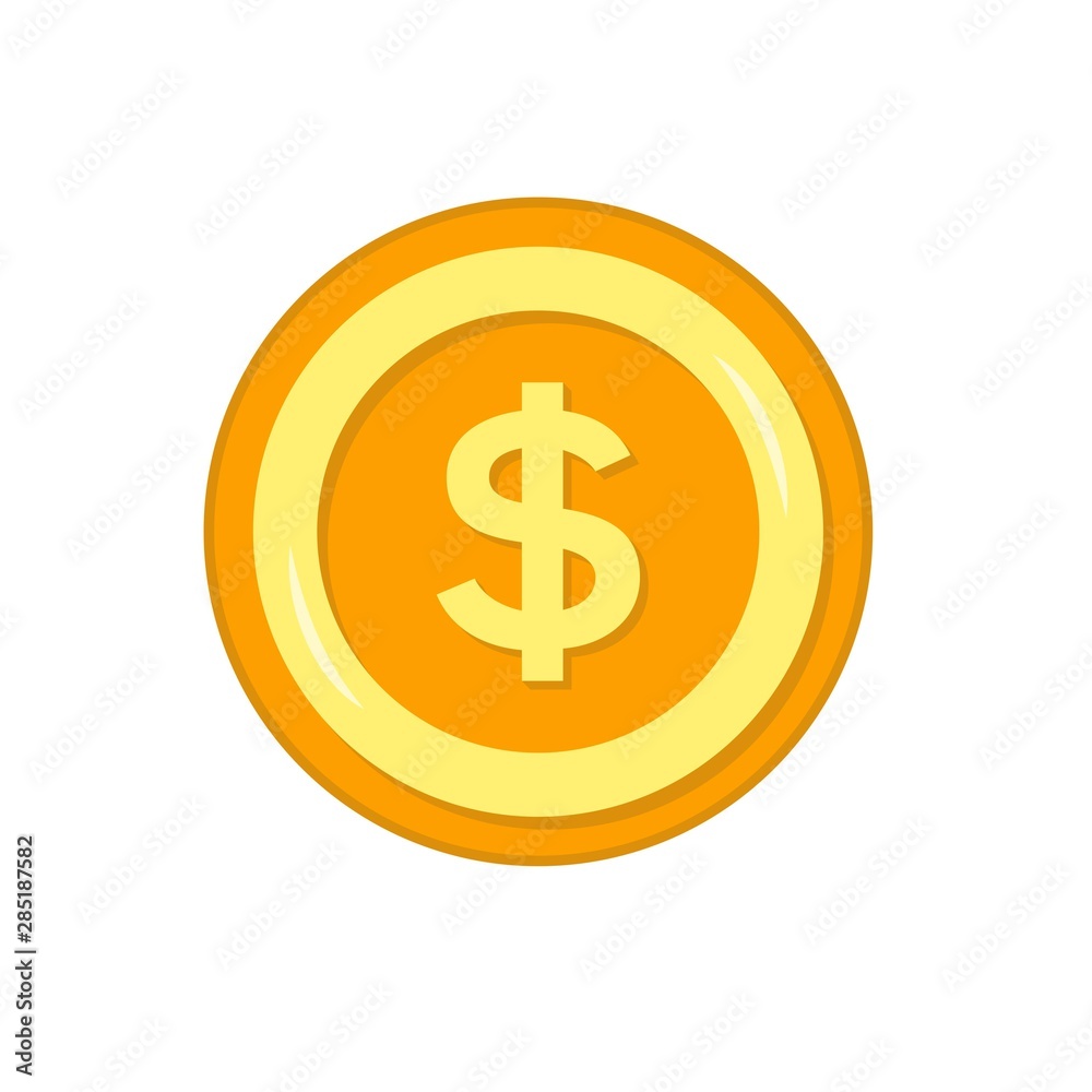 Dollar coin vector icon, money dollar coin sign - dollar bill symbol Dollar coin vector icon, money dollar coin sign - dollar bill symbol