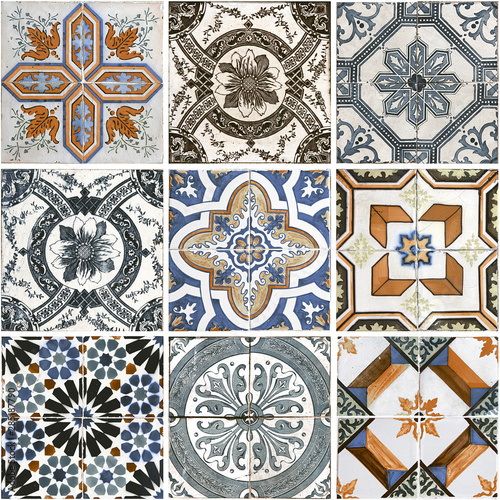 seamless patchwork pattern from colorful Moroccan, Portuguese tiles, Azulejo, ornaments.. Can be used for wallpaper, pattern fills, web page background,surface textures