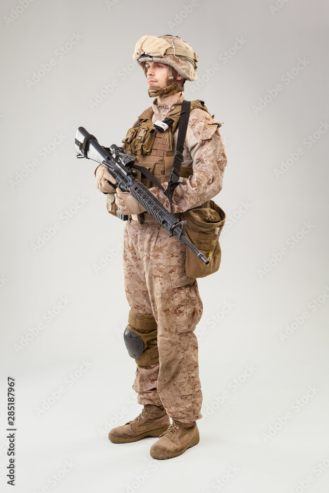 United States Army  marines ranger with assault rifle