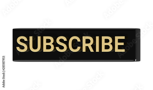 3d rendered Isometric gold subscribe button isolated on white background