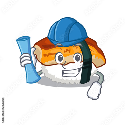 Architect sushi unagi isolated in the cartoon