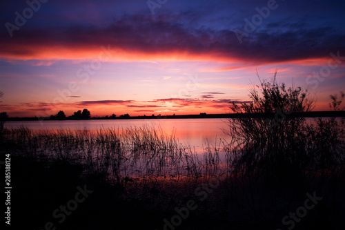 sunset over lake