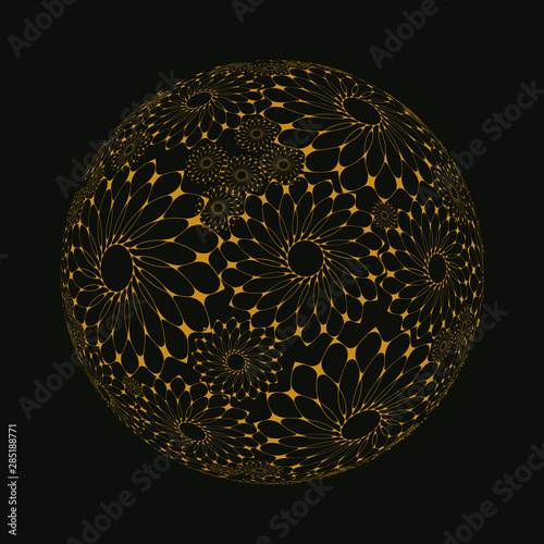 flowers lace ball black gold