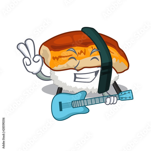 With guitar unagi sushi in the character lunchbox