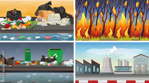 Set of polluted scenes