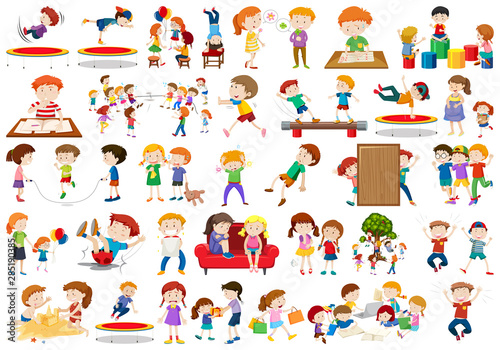 Boys, girls, children in educational fun activty theme © blueringmedia