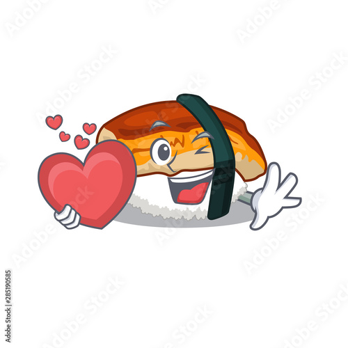 With heart unagi sushi in the character lunchbox