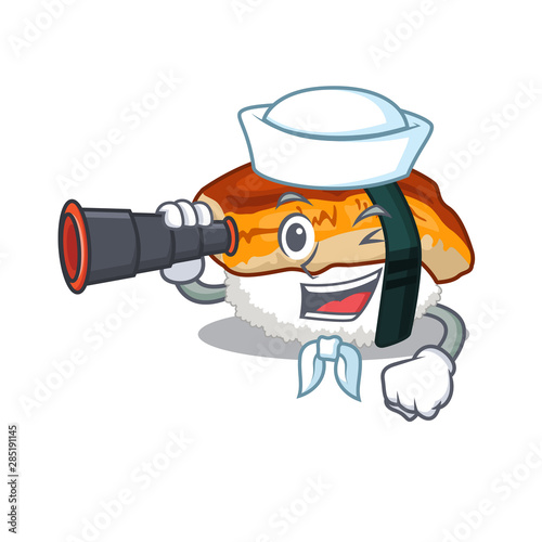 Sailor with binocular unagi sushi in the character lunchbox