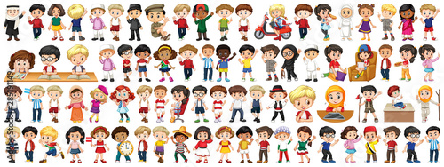 Children with different nationalities on white background