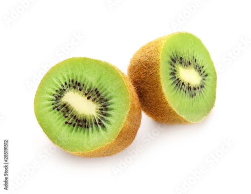 Tasty cut kiwi on white background