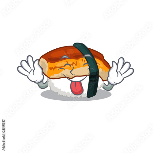 Tongue out sushi unagi in the cartoon shape