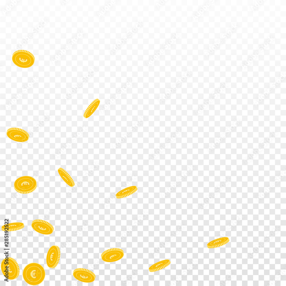 European Union Euro coins falling. Scattered spars European Union Euro coins falling. Scattered spars