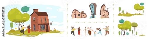 Craft Family People Characters and Rustic Home Set