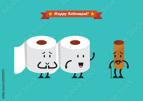 Tissue paper characters with happy retirement concept