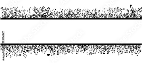 black musical notes frame isolated on white background