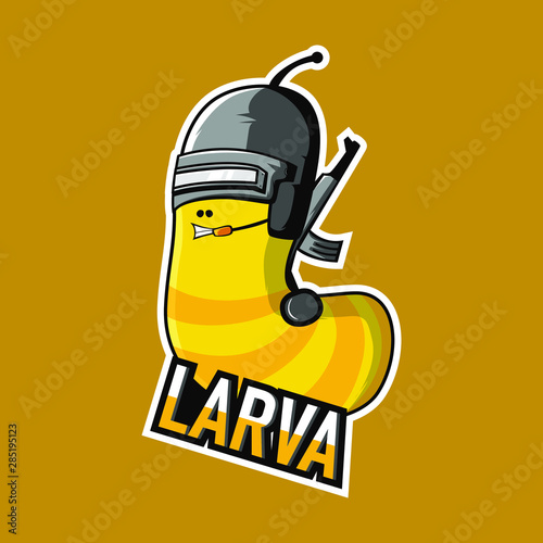 larva gaming mascot. helmet mascot.