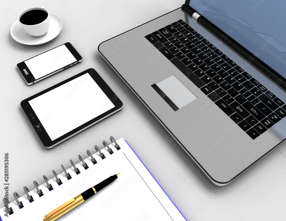 3D workplace business concept. 3d illustration 3D workplace business concept. 3d illustration