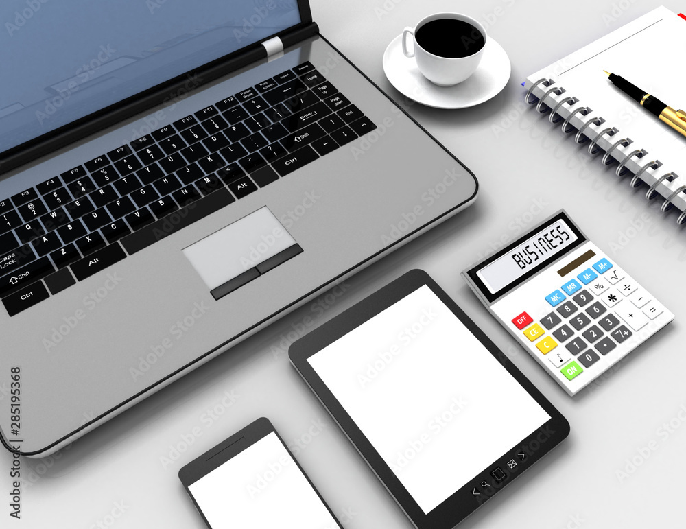 3D workplace business concept. 3d illustration 3D workplace business concept. 3d illustration