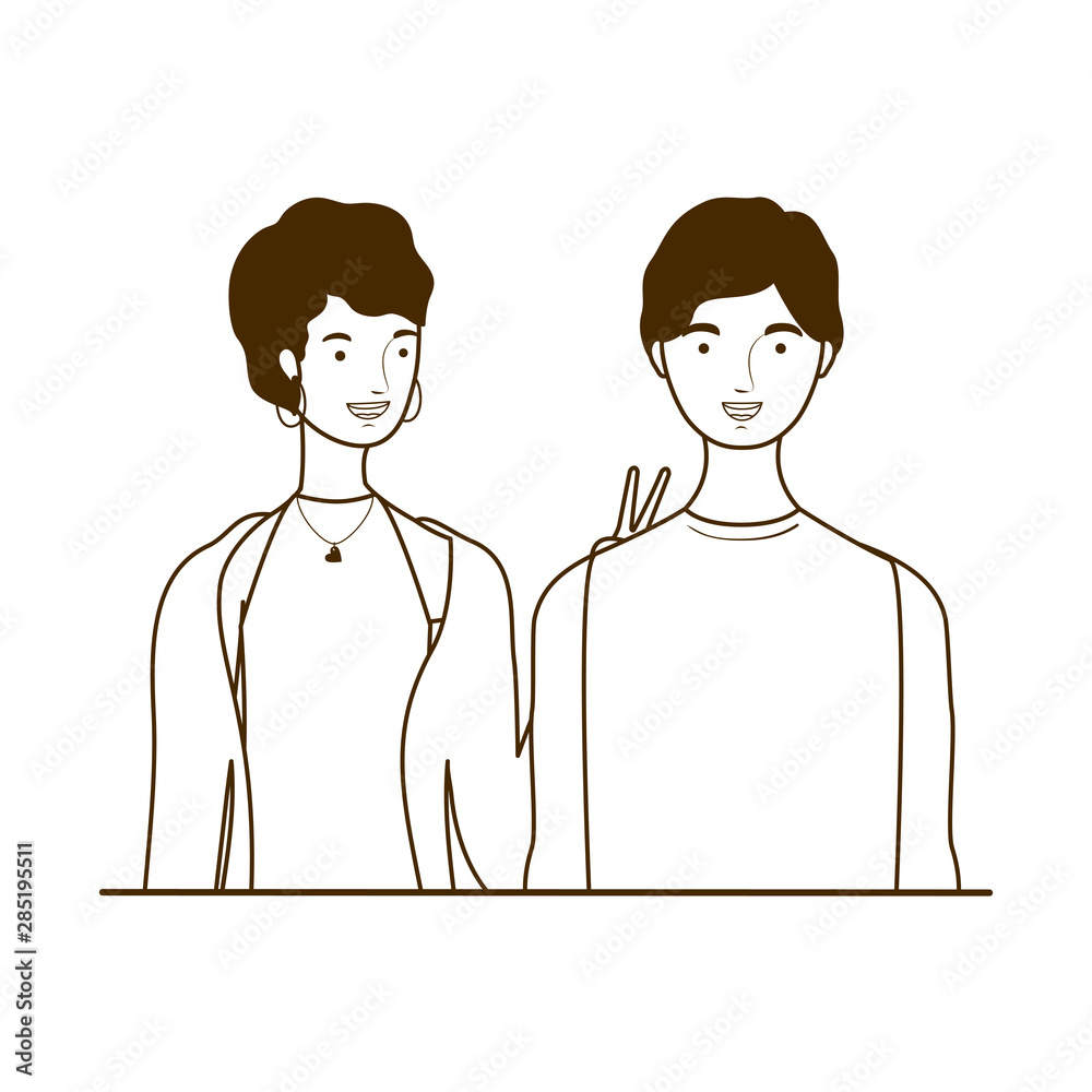 silhouette of couple of people standing on white background silhouette of couple of people standing on white background