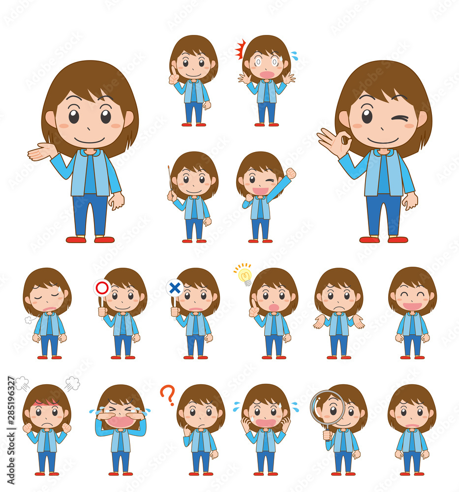 女の子 子ども 表情 ポーズ セット 女の子 子ども 表情 ポーズ セット