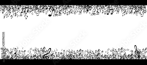 black musical notes frame isolated on white background