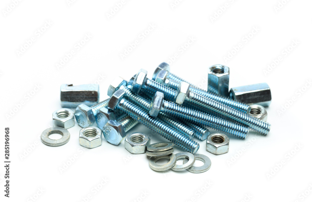 Screws isolated on white close up view .
