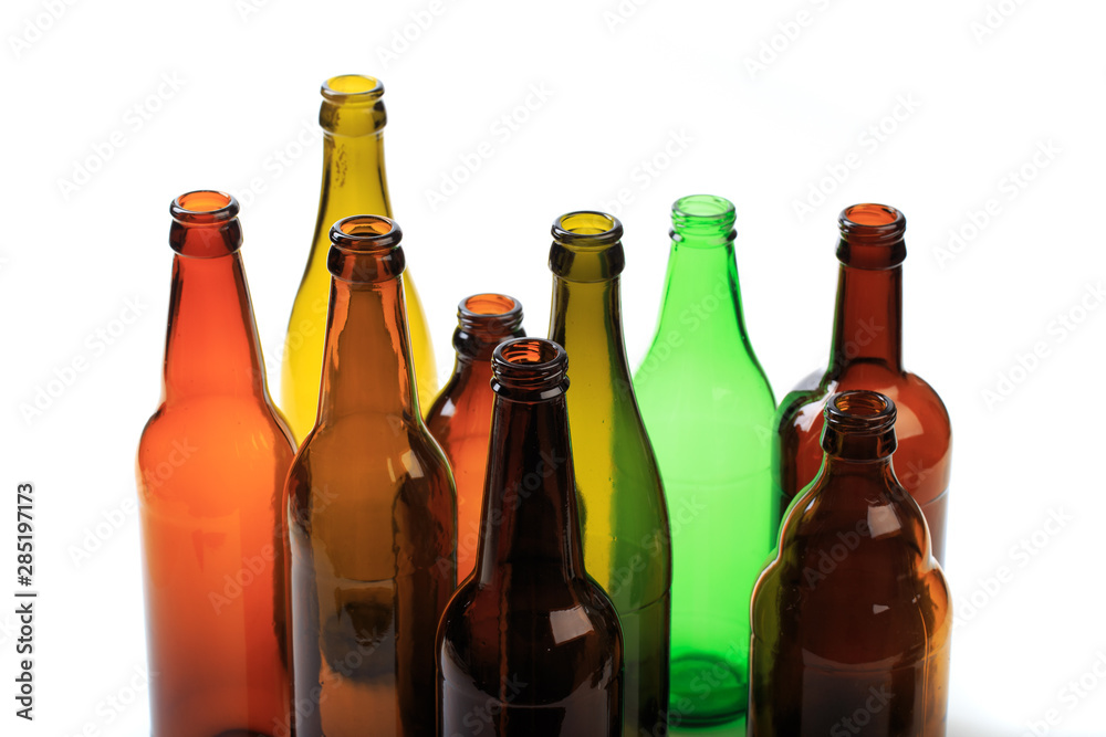 set of empty beer bottles on white background - Image set of empty beer bottles on white background - Image