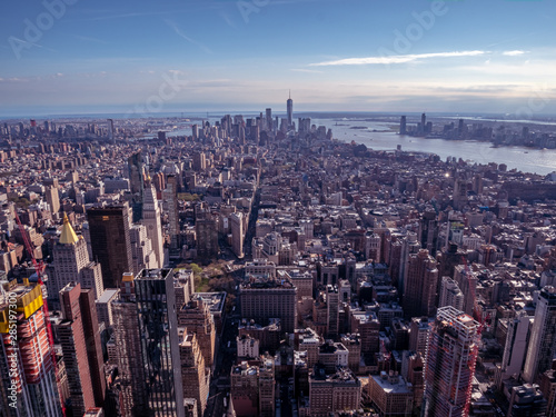 View from Empire State Building down to New York City in Detail