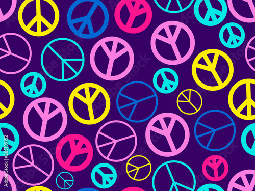 Peace sign seamless pattern. The international symbol of peace and pacifists, anti-war. Vector illustration