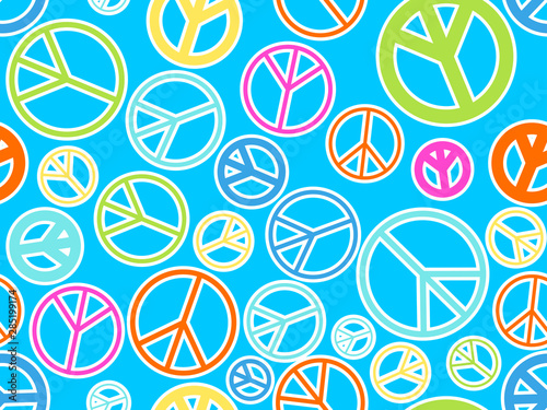 Peace sign seamless pattern. The international symbol of peace and pacifists, anti-war. Vector illustration