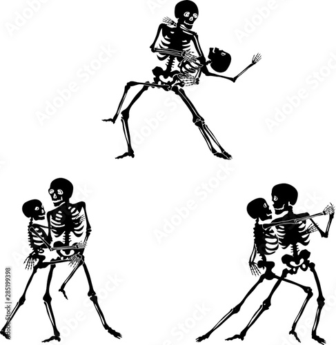 Skeleton, tango, dance, illustration, silhouette