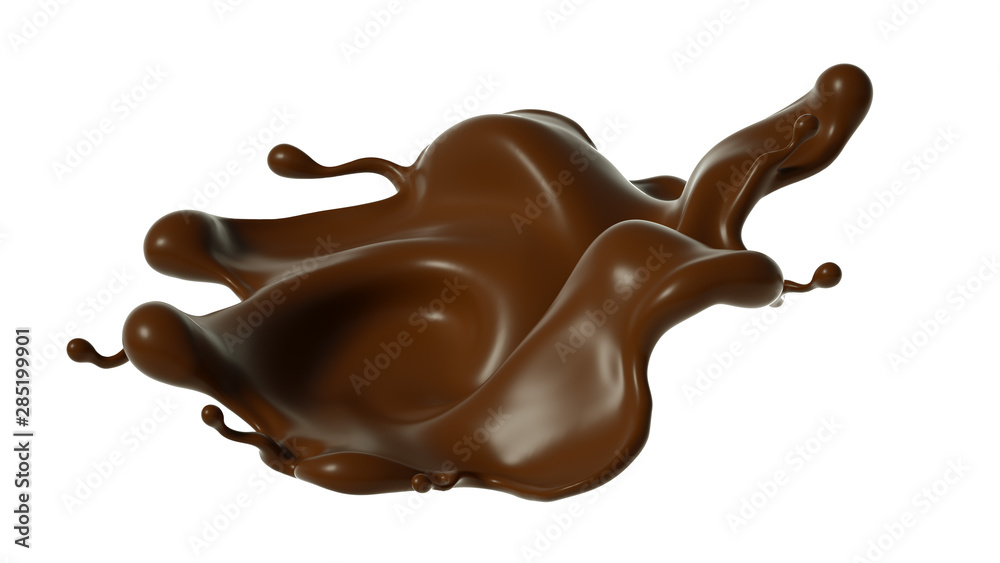 Splash of chocolate 3d illustration, 3d rendering. Splash of chocolate 3d illustration, 3d rendering.