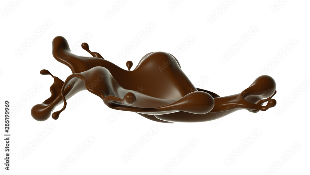 Splash of chocolate 3d illustration, 3d rendering. Splash of chocolate 3d illustration, 3d rendering.