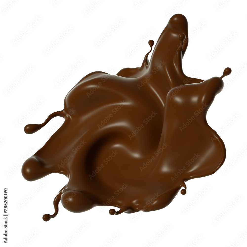 Splash of chocolate 3d illustration, 3d rendering. Splash of chocolate 3d illustration, 3d rendering.