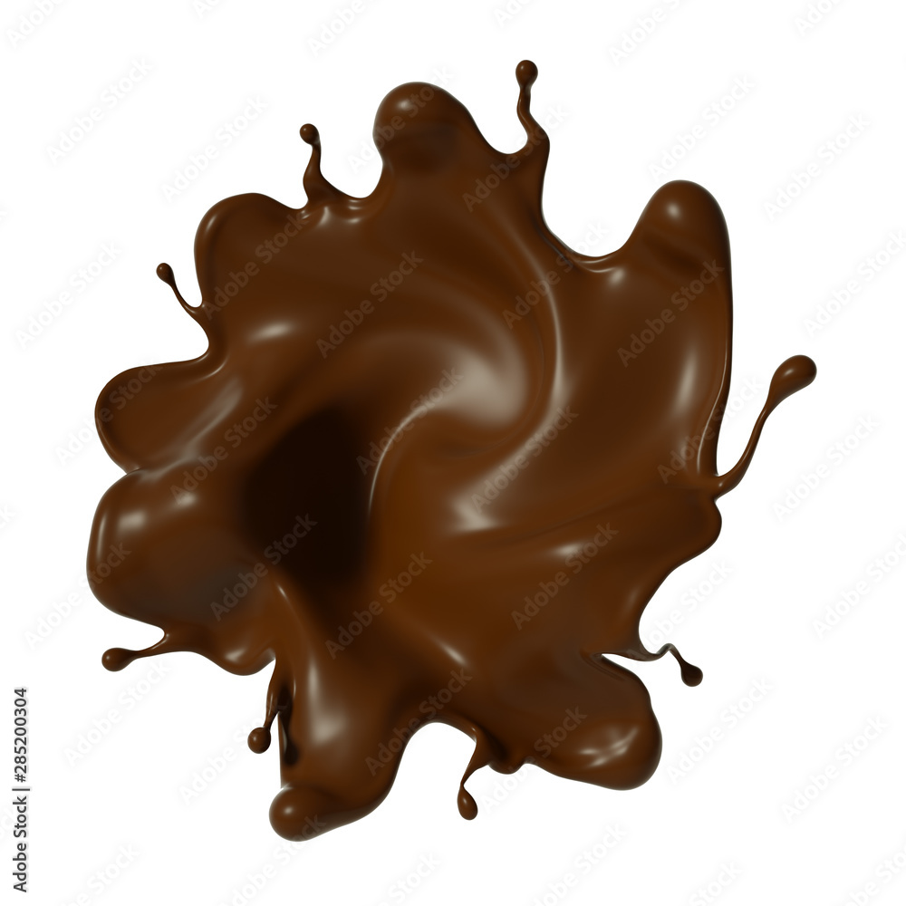 Splash of chocolate 3d illustration, 3d rendering. Splash of chocolate 3d illustration, 3d rendering.