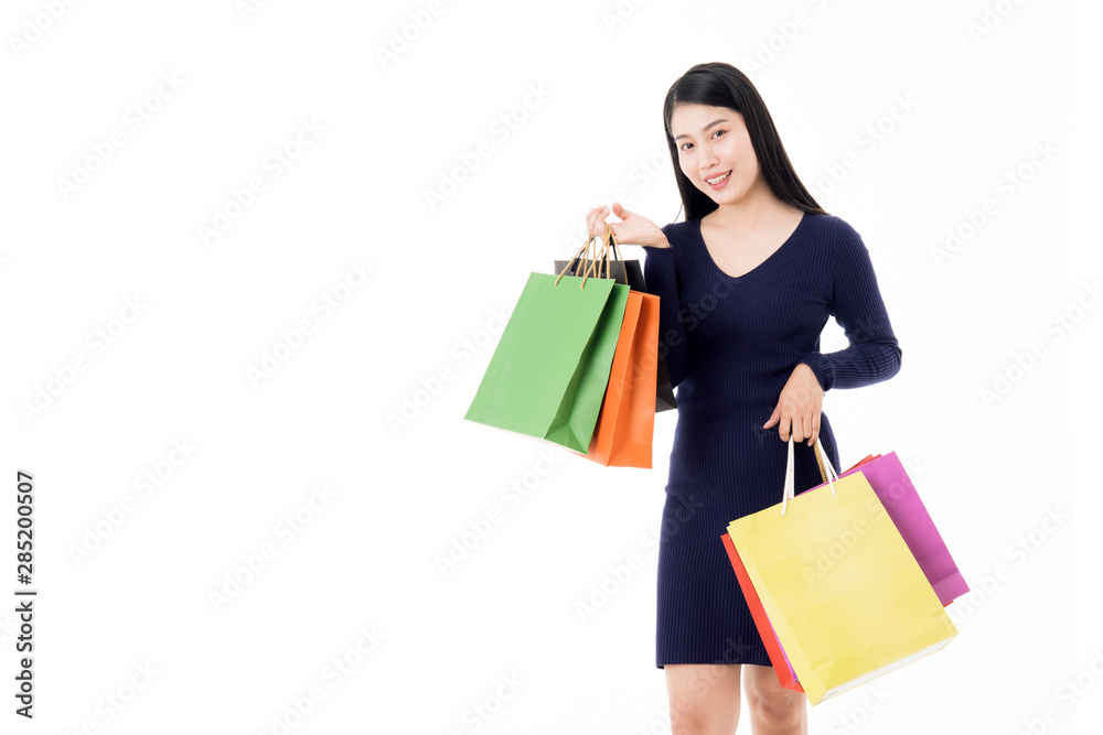 woman  with shopping bags isolated on white background